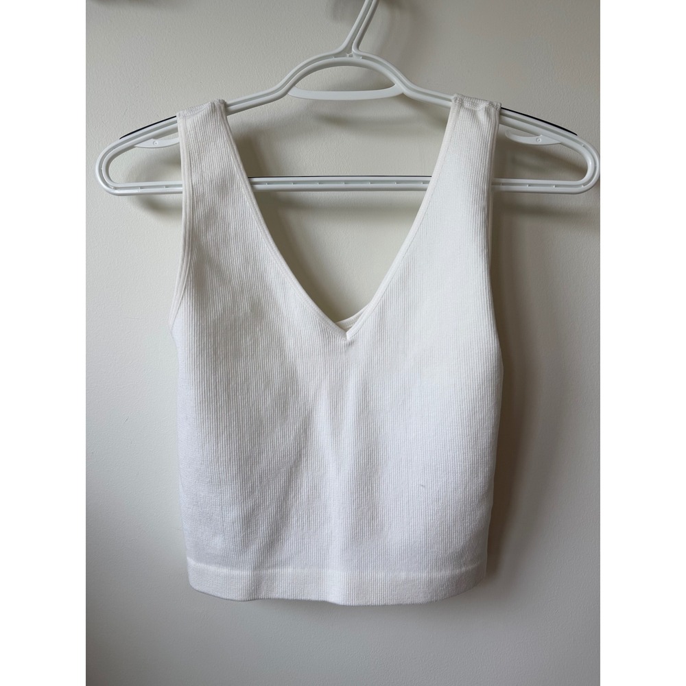 By Together White Ribbed Seamless Tank Top S1048N M/L